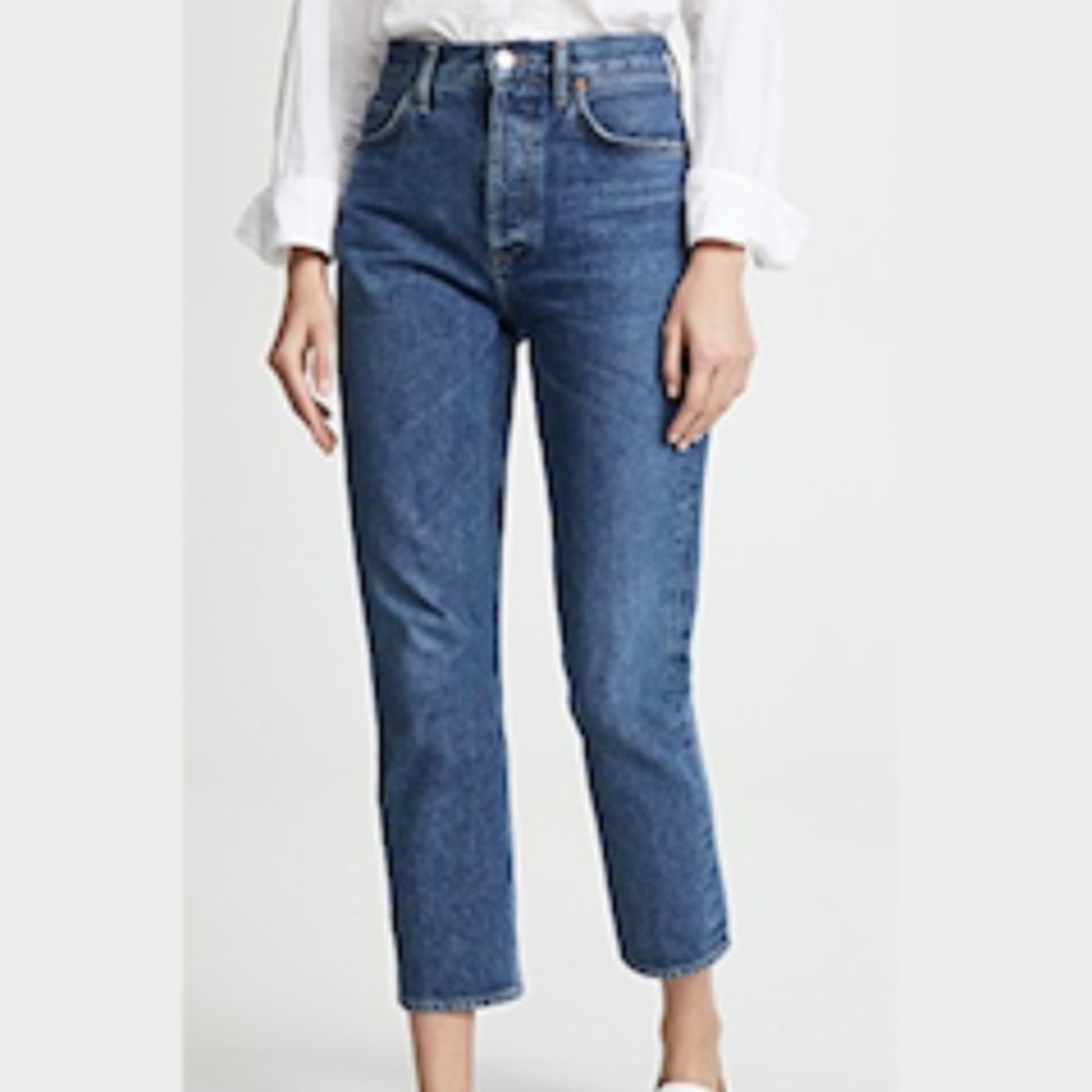 AGOLDE Riley High Rise Straight Crop Jeans in Size